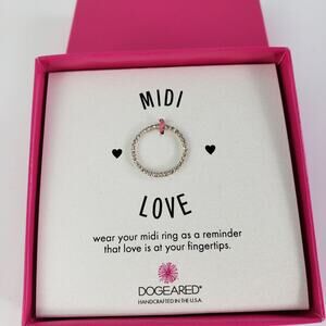 Dogeared Womens Midi Love Sparkle Ring Sterling Silver sz 4 - Boxed